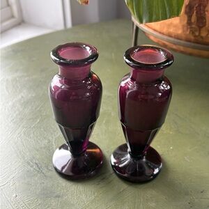Elegant Purple Glass Candle Holders